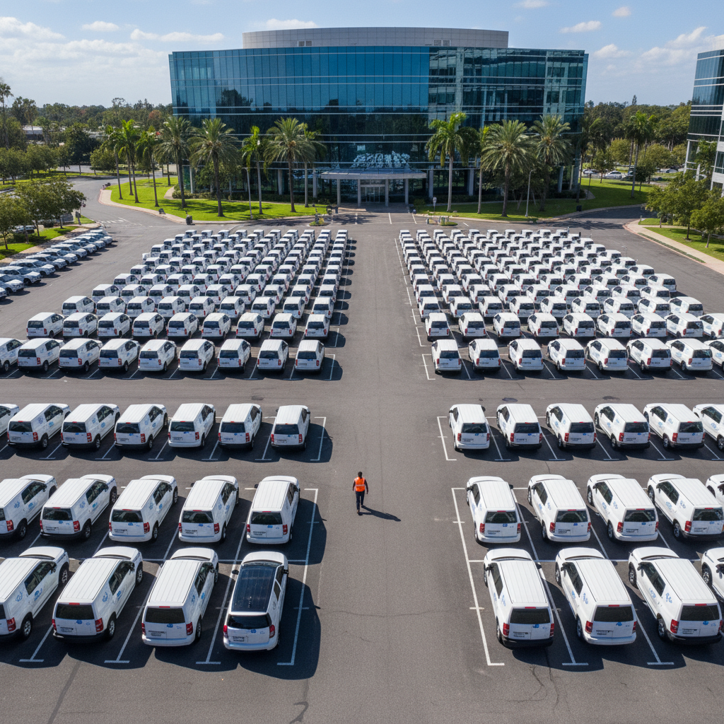 Fleet Vehicle Management Fleet of company vehicles in corporate car park