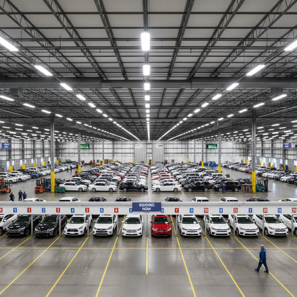Vehicle Auction Centre Vehicles lined up at remarketing auction centre
